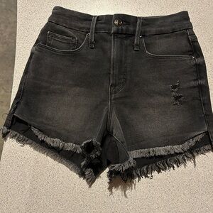 Black Distressed Denim Shorts